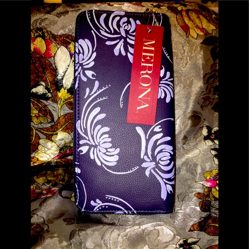 Merona’s Navy Floral Zip Around Wallet